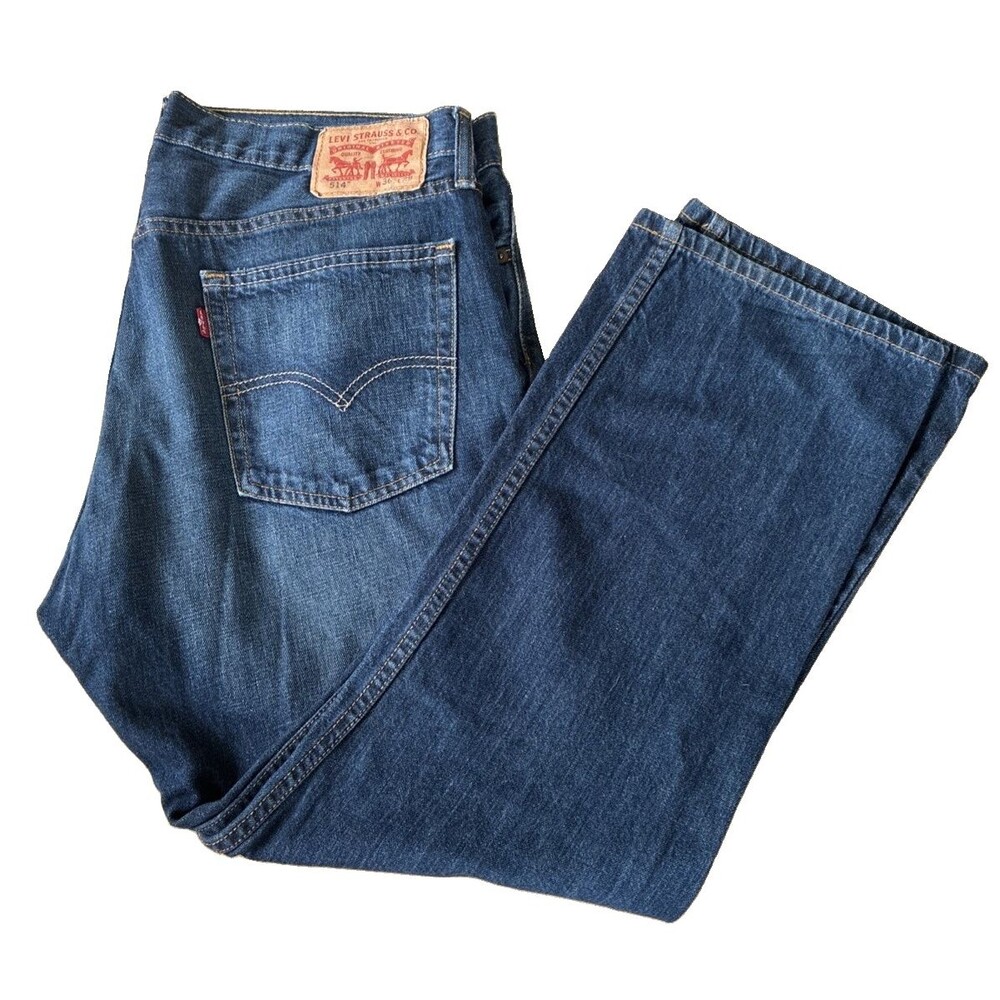 Levi's 514 Jeans Men's Size Actual 36x29 Straight Fit Blue Denim Casual